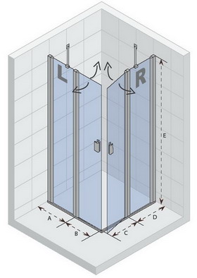 Riho Fjord F203 szögletes zuhanykabin (Transparent, 120x120 cm / jobbos, króm, #GFB0307802)