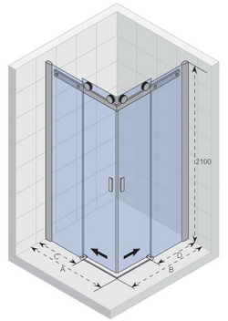 Riho Baltic B207 téglalap alapú zuhanykabin 90x80 cm transparent, króm (GE1001700) G002007120
