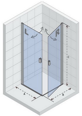 Riho Nautic N209 négyzet alapú zuhanykabin (100x100 cm / balos, króm, Transparent, #GGB0305801)
