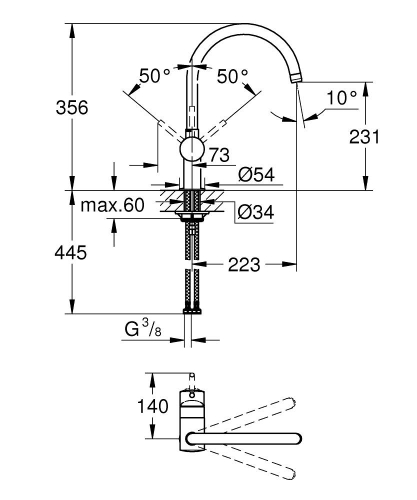 Grohe Minta egykaros mosogató csaptelep, króm 32917000