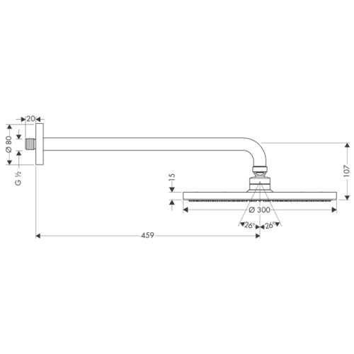 Hansgrohe Raindance S 300 Air fejzuhany 450 mm-es zuhanykarral 27492 000 (27492000)