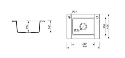 Marmorin Voga 1 medencés gránit mosogató (fekete)