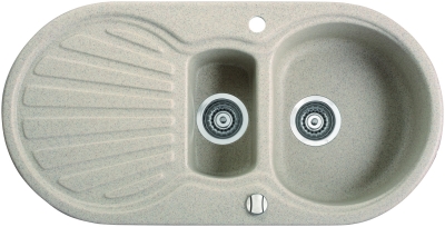 Marmorin Korund 1 medencés gránit mosogató gyümölcsmosóval és csepegtetővel (safari)