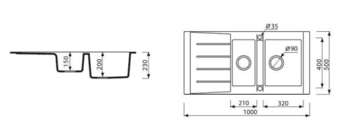 Marmorin Profir 1 medencés gránit mosogató gyümölcsmosóval és csepegtetővel (barna)