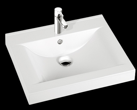 Marmorin Moira Bis 70/80 öntött márvány mosdó (fehér, 70x50x14,5 cm)