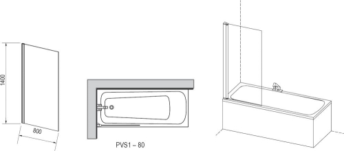 Ravak PVS1 kádparaván  (80x140 cm, fehér, transparent, #79840100Z1)