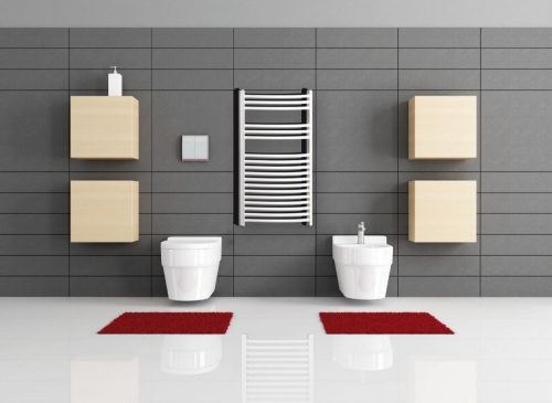 Radeco Adamo AD3-400/L D profilos íves törölközőszárítós csőradiátor (495 W, fehér, 870x450 mm)