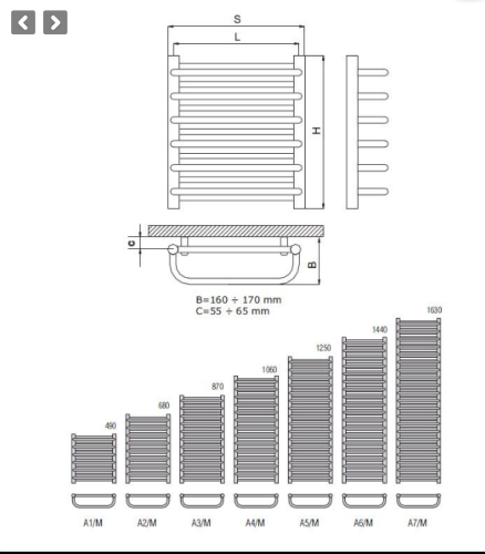 Radeco A 400 törölközőszárítós csőradiátor (510 W, fehér, 680x435 mm, #A2-400/2)