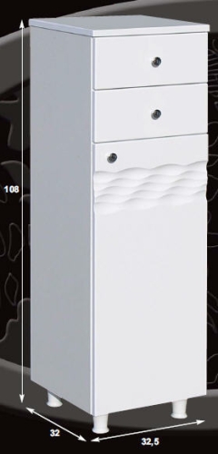 Guido Ocean-1011 fürdőszobabútor alacsony oldalsó kiegészítő szekrény (fehér)