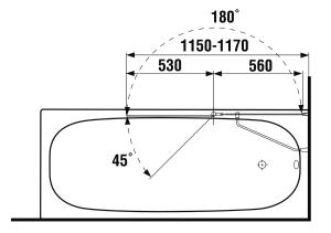 Jika Cubito 115x140-es virág dekoros kádparaván balos, króm, átlátszó üveg virág dekorral H2564260026691 (2.5642.6.002.669.1)