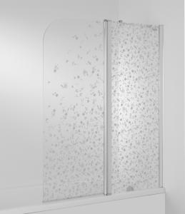 Jika Cubito 115x140-es virág dekoros kádparaván balos, króm, átlátszó üveg virág dekorral H2564260026691 (2.5642.6.002.669.1)