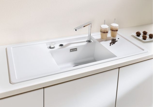 BLANCO ALAROS 6S Silgranit mosogatótál (gyöngyszürke / fekete üveg vágólap, #520525)