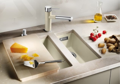 BLANCO SUBLINE 320-U Silgranit aláépíthető mosogató dugókiemelővel (kávé, #515055)