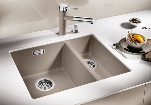 BLANCO SUBLINE 340/160-U Silgranit aláépíthető mosogató dugókiemelővel (gyöngyszürke, #520647)