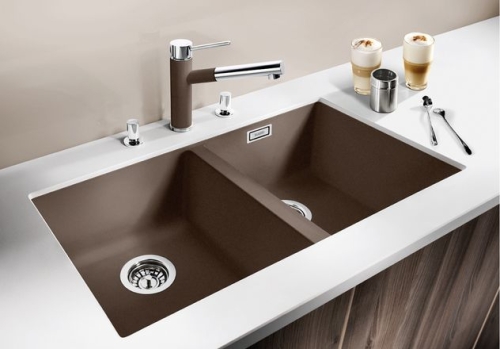 BLANCO SUBLINE 350/350-U Silgranit aláépíthető mosogató dugókiemelő nélkül (sand, #518597)