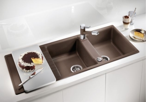 BLANCO ZIA 8S Silgranit mosogató dugókiemelővel (sand, #515590)