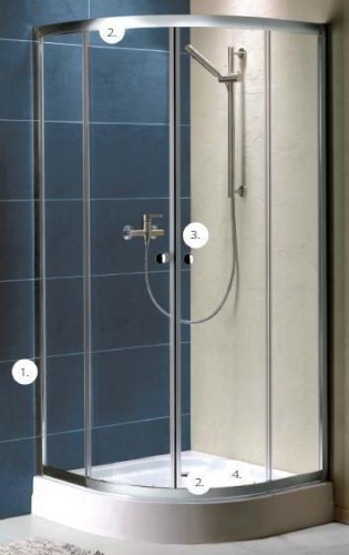 H2O Projecta 80x80 negyedköríves zuhanykabin tálcával (80x80x207,5 cm, Átlátszó, króm, #standard)