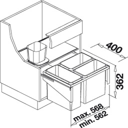 BLANCOSELECT-BOX LUXON 60/3 hulladéktároló (jobbos, #516588)