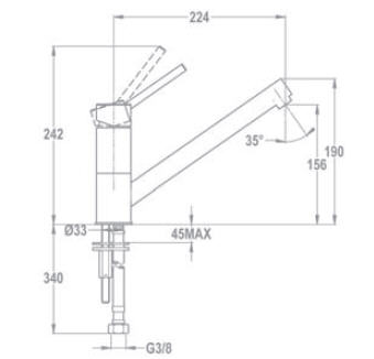 Teka Aura AUK 913 mosogató csaptelep 50.913.02.00 (509130200-H)