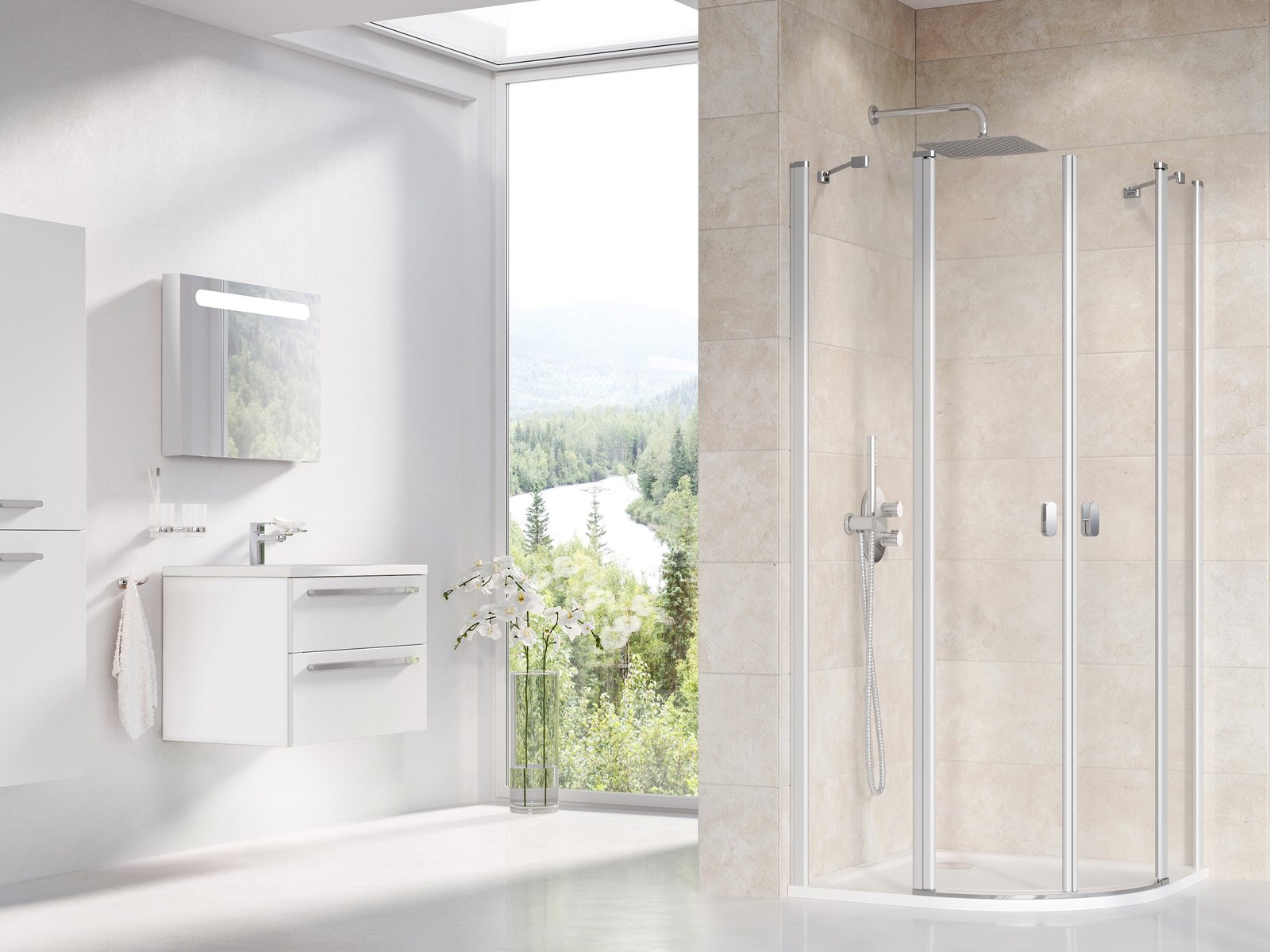 Ravak Chrome CSKK4 90x90 cm zuhanykabin Transparent üveggel, szatén 3Q170U00Z1
