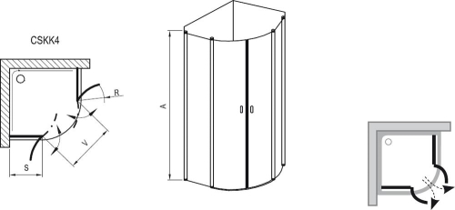 Ravak Chrome CSKK4 90x90 negyedköríves zuhanykabin (transparent, fehér, 880-900x880x900x1950, #3Q170100Z1)