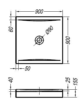 Kolpa-San Haka 90x90 négyzet alapú zuhanytálca