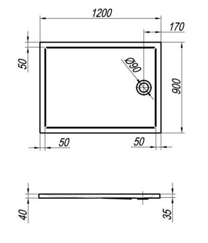 Kolpa-San Whip 120x90 téglalap alapú zuhanytálca (előlapos, 120x90 cm, #992390)
