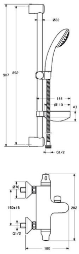 Hansa Hansamicra 48162191 termosztátos kádtöltő csaptelep zuhanyszettel