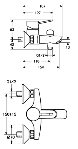 Hansa Hansavantis 52442105 kádtöltő csaptelep nyitott karral