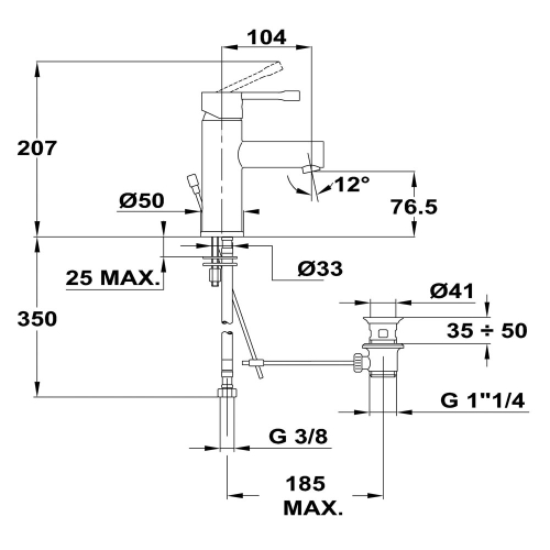 Strohm Teka Alaior XL 22.342.02.00 mosdócsaptelep automata leeresztővel (223420200)