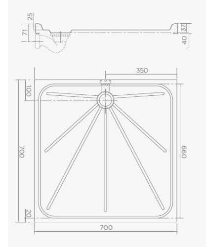 Teka AC904 70x70 rozsdamentes acél zuhanytálca 709040200