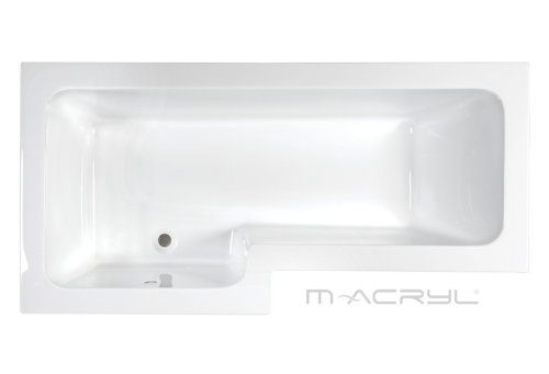 M-Acryl Linea 150x70/85 cm-es aszimmetrikus kád kádlábbal   (beépíthető/balos, 150x70 cm)