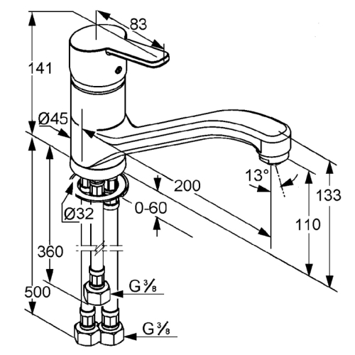 Kludi Logo Neo egykaros mosogatócsap nyílt rendszerű vízmelegítőhöz 379190575