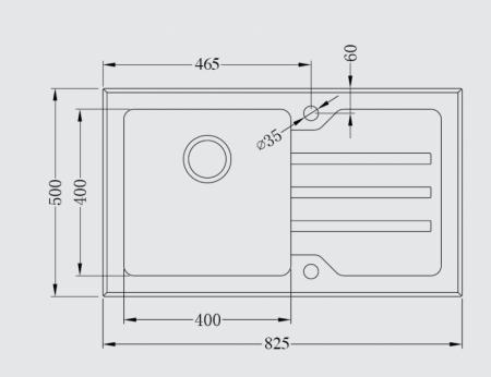 NODOR CUBIC 40 GLASS rozsdamentes mosogató fehér üveg csepegtetővel (3536)