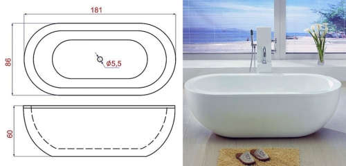 Wellis Perfetto 181x86 szabadon álló akrilkád
