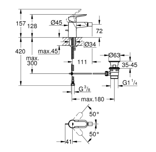 Grohe BauEdge egykaros bidé csaptelep, króm 23331000