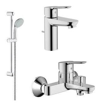 Grohe BauEdge 23356 000 Egykaros mosdócsaptelep + BauEdge 23334 000 Egykaros fali kádcsaptelep + New Tempesta II 27598 00E zuhanyszett*