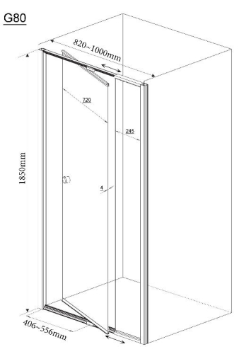 Aqualine Amico G80 zuhanyajtó (82-100x185 cm, fehér, Átlátszó, G80)