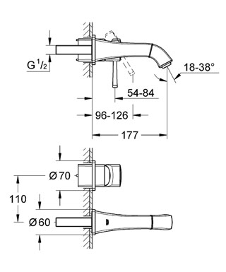 Grohe Grandera 19929 000  egykaros fali mosdócsaptelep (19929000)