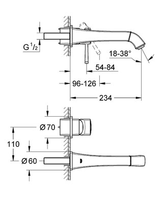 Grohe Grandera 19930 000  egykaros fali mosdócsaptelep (19930000)