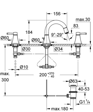 Grohe Grandera 20417 000 3-lyukas mosdócsaptelep (20417000)