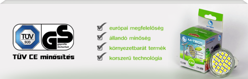 M-Tech E14 Candle 46 LED SMD 230V, 9W, 680Lm Meleg Fehér 3000K, 5050, MTL401 led izzó