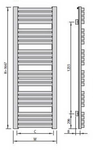 Sapho QUATRO Q 595x1667 mm ezüst, fürdőszoba radiátor (Q-616SS)