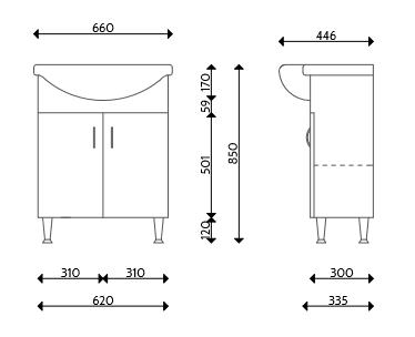 Tboss Evelin 65 fürdőszobabútor komplett szett (magasfényű fehér)
