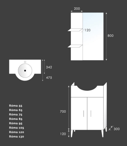 Tboss Róma 130 fürdőszobabútor  (juhar)