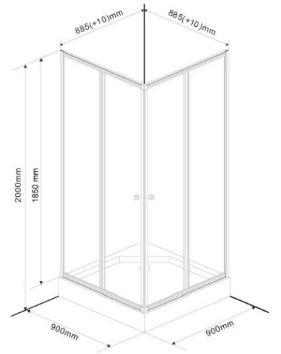 Aqualine AMANDA 90x90x185cm szögletes zuhanykabin (E92)