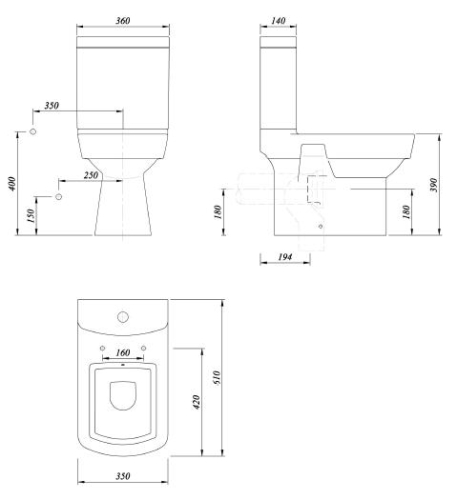 Sapho BASIC WC kombi univerzális monoblokkos wc kompletten, tetővel, öblítőmechanikával