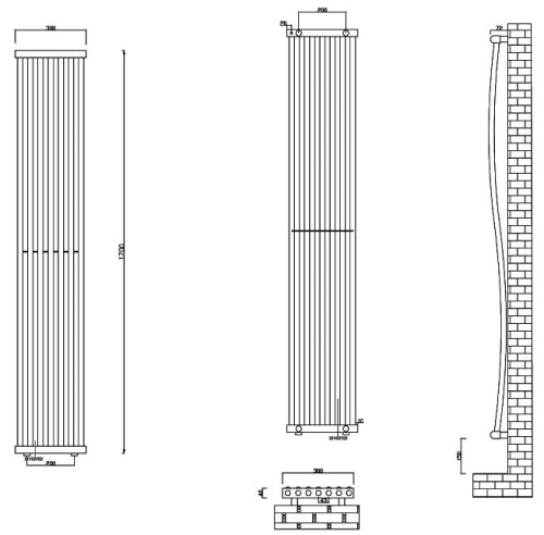 Sapho ONDA 300x1700 króm radiátor (1801-03)