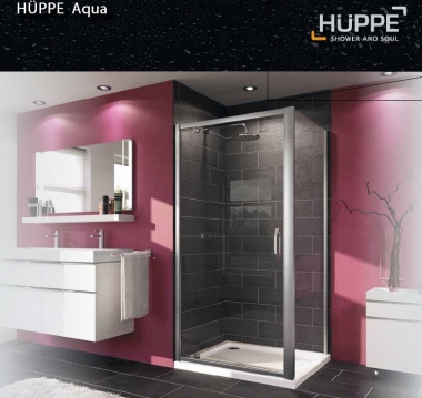 Hüppe Aqua nyíló zuhanyajtó (77-82 cm, króm, átlászó, #HUAQ120701)
