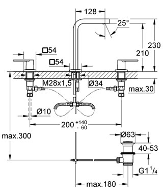 Grohe Quadra 3-lyukas mosdócsaptelep 20307 000 (20307000)